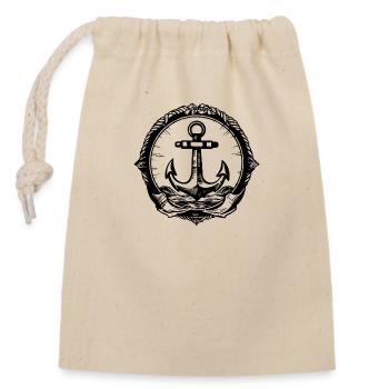 Anchor Boat Ship Nautical - Closable cotton gift bag (14x20cm) - nature - Front