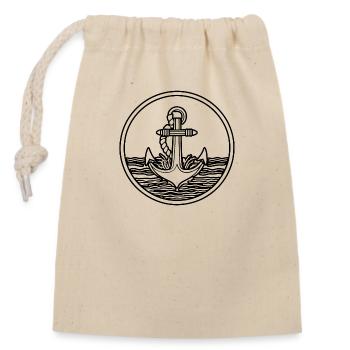 Anchor Boat Ship Nautical - Closable cotton gift bag (14x20cm) - nature - Front