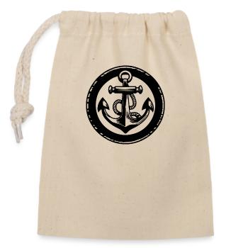 Anchor Boat Ship Nautical - Closable cotton gift bag (14x20cm) - nature - Front