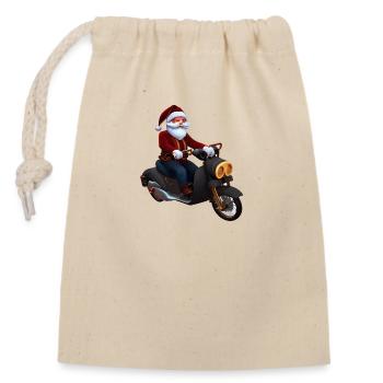 Weihnachten Motorrad Motorcross Weihnachtsbaum - Verschließbarer Geschenkbeutel aus Baumwolle (14x20cm) - Natur - Vorne