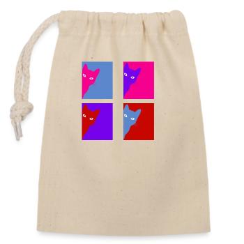 Retro chat - Closable cotton gift bag (14x20cm) - nature - Front