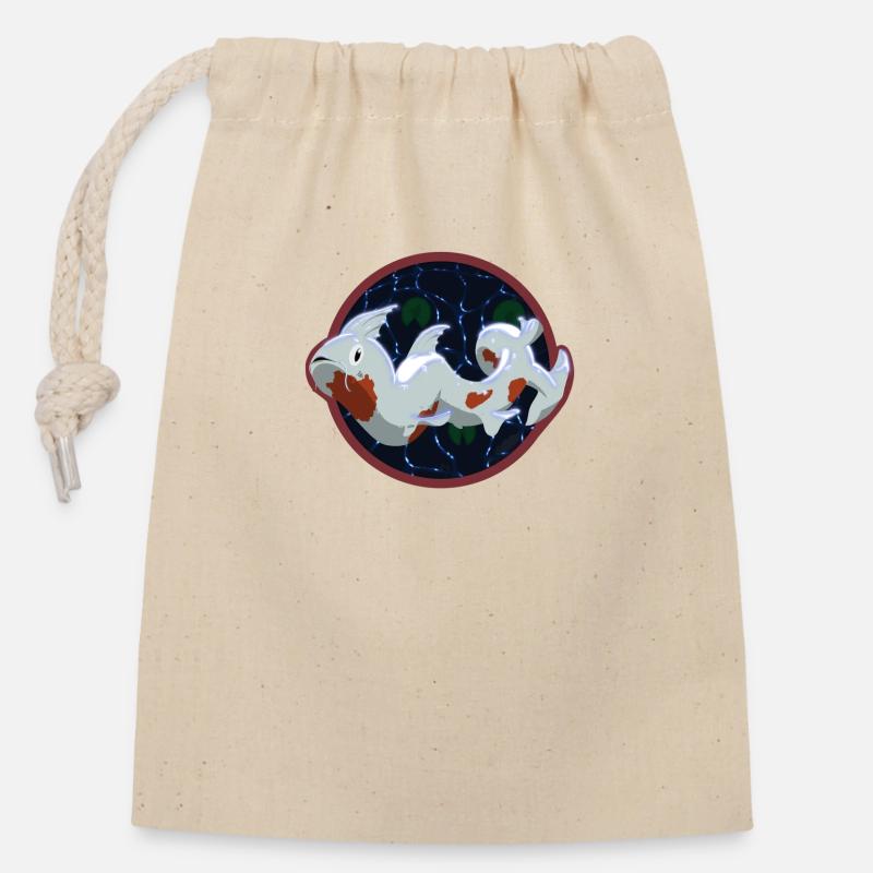 Koi Dragon - Closable cotton gift bag (14x20cm) - nature