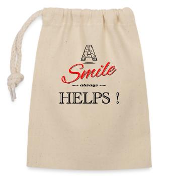 Un sourire aide toujours - Sac cadeau en coton avec cordon (14 x 20 cm) - nature - Devant