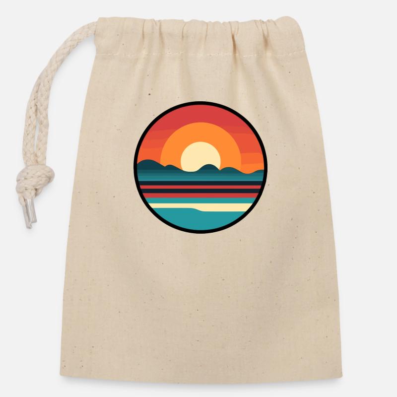 Coucher de soleil - Sac cadeau en coton avec cordon (14 x 20 cm) - nature