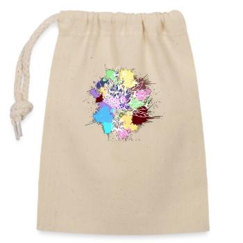 coiffe indienne blanc taches de couleurs vives - Sac cadeau en coton avec cordon (14 x 20 cm) - nature - Devant