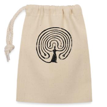 Labyrinth - Verschließbarer Geschenkbeutel aus Baumwolle (14x20cm) - Natur - Vorne