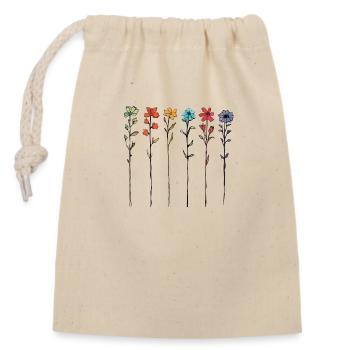 Serene Linear Floral Art - Closable cotton gift bag (14x20cm) - nature - Front