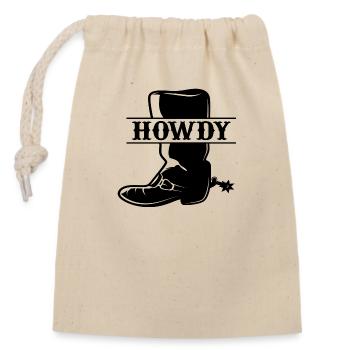 Howdy Cowboy Boots - Closable cotton gift bag (14x20cm) - nature - Front
