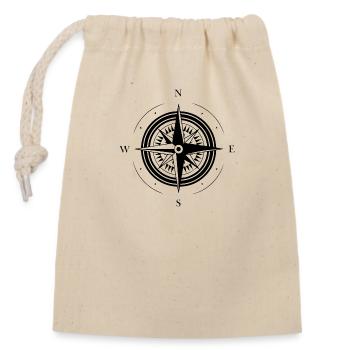 Kompass Nautik Segelboot Seefahrer - Verschließbarer Geschenkbeutel aus Baumwolle (14x20cm) - Natur - Vorne