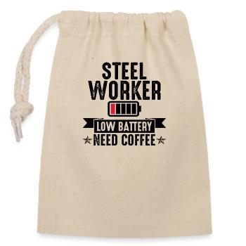 Steel Worker Low Battery Need Coffee - Verschließbarer Geschenkbeutel aus Baumwolle (14x20cm) - Natur - Vorne