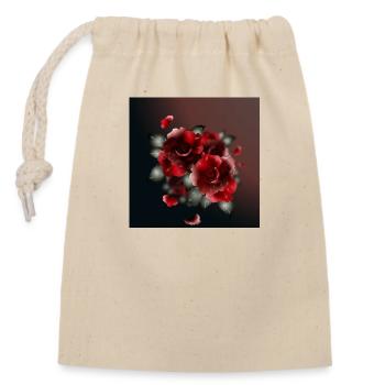 bouquet sombre de roses rouges - Sac cadeau en coton avec cordon (14 x 20 cm) - nature - Devant