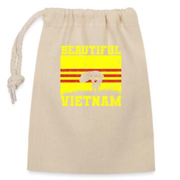 Vietnam Viet Bauern Reisfeld Flagge I Geschenk - Verschließbarer Geschenkbeutel aus Baumwolle (14x20cm) - Natur - Vorne