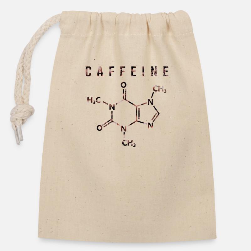 Koffein-Molekül - Verschließbarer Geschenkbeutel aus Baumwolle (14x20cm) - Natur