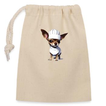 Chihuahua Gastronom Chihuahuawelpe Hunde Hund - Verschließbarer Geschenkbeutel aus Baumwolle (14x20cm) - Natur - Vorne