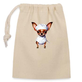Chihuahua Hund Gastronom Chihuahuawelpe Hunde - Verschließbarer Geschenkbeutel aus Baumwolle (14x20cm) - Natur - Vorne