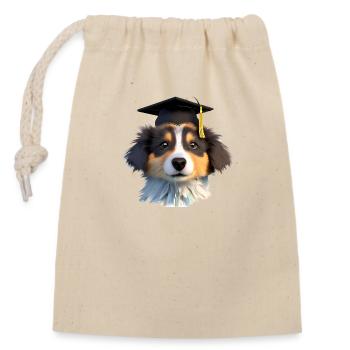 Bachelor Shepherd Dog Graduation Dogs Studies - Closable cotton gift bag (14x20cm) - nature - Front