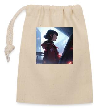 Serene Enigma: Captivating Anime-Style Portrait - Closable cotton gift bag (14x20cm) - nature - Front