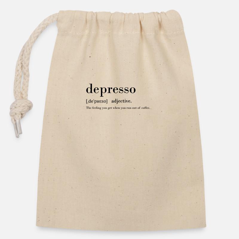 depresso - Verschließbarer Geschenkbeutel aus Baumwolle (14x20cm) - Natur
