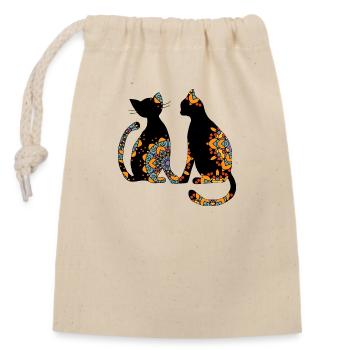Cats - Closable cotton gift bag (14x20cm) - nature - Front