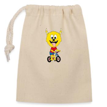 RAD - FAHRRAD - MONSTER - RADSPORT - SPORT - Verschließbarer Geschenkbeutel aus Baumwolle (14x20cm) - Natur - Vorne