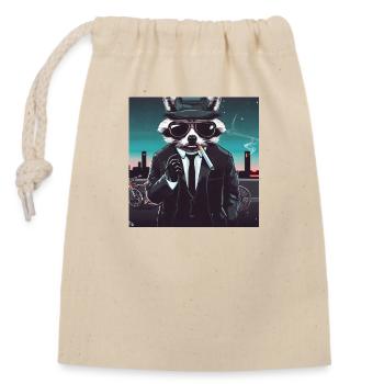 Gangster Raton laveur - Sac cadeau en coton avec cordon (14 x 20 cm) - nature - Devant