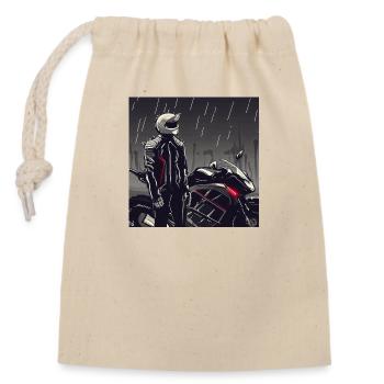 Motorrad Bleistiftzeichnung - Verschließbarer Geschenkbeutel aus Baumwolle (14x20cm) - Natur - Vorne