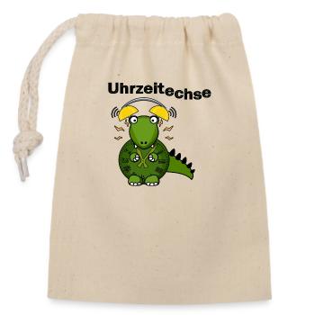 Uhrzeitechse - Verschließbarer Geschenkbeutel aus Baumwolle (14x20cm) - Natur - Vorne