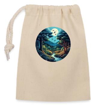 Forêt la nuit - Sac cadeau en coton avec cordon (14 x 20 cm) - nature - Devant
