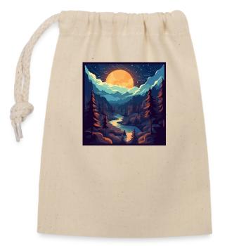 Paysage forestier la nuit - Sac cadeau en coton avec cordon (14 x 20 cm) - nature - Devant
