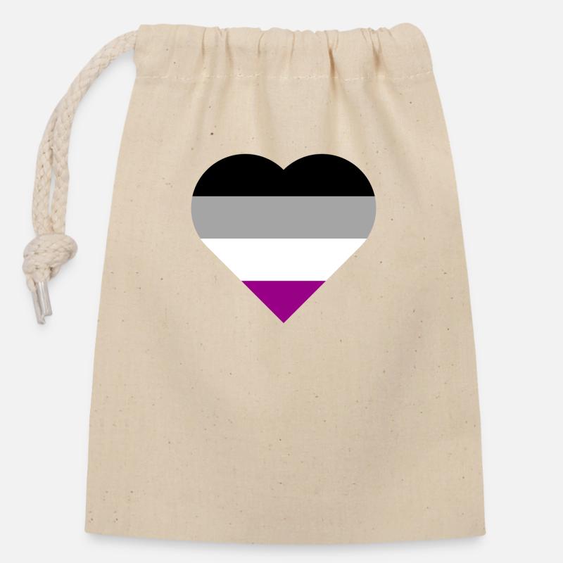 Fierté asexuéeAmour - Sac cadeau en coton avec cordon (14 x 20 cm) - nature