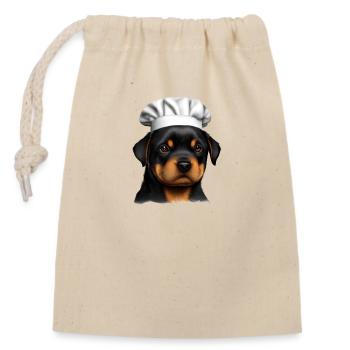 Rottweiler Hund Gastronom Hunde Kochen Hundewelpe - Verschließbarer Geschenkbeutel aus Baumwolle (14x20cm) - Natur - Vorne