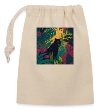 Schwarzer Panther Jungle - Verschließbarer Geschenkbeutel aus Baumwolle (14x20cm) - Natur - Vorne