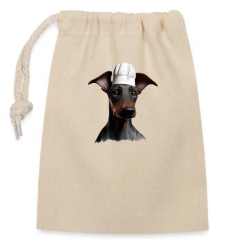 Dobermann Gastronom Köche Hund Dobermannwelpe - Verschließbarer Geschenkbeutel aus Baumwolle (14x20cm) - Natur - Vorne