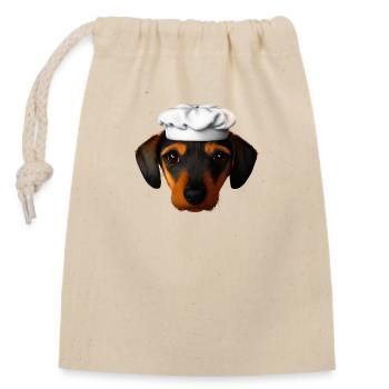 Dachshund Gastronom Hund Dackelwelpe Kochen Hunde - Verschließbarer Geschenkbeutel aus Baumwolle (14x20cm) - Natur - Vorne