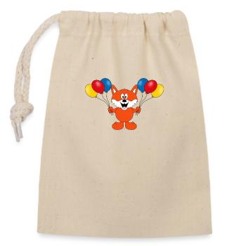 LUFTBALLONS - FUCHS - TIER - KIND - BABY - Verschließbarer Geschenkbeutel aus Baumwolle (14x20cm) - Natur - Vorne
