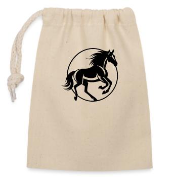Horse Horse Head Pony - Closable cotton gift bag (14x20cm) - nature - Front