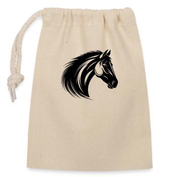 Horse Horse Head Pony - Closable cotton gift bag (14x20cm) - nature - Front