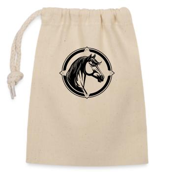 Horse Horse Head Pony - Closable cotton gift bag (14x20cm) - nature - Front