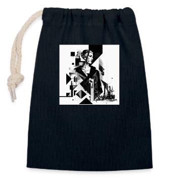 The Bauhaus Legacy - Closable cotton gift bag (14x20cm) - navy - Front