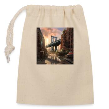 Le pont de Brooklyn sous la pluie au coucher du soleil - Sac cadeau en coton avec cordon (14 x 20 cm) - nature - Devant