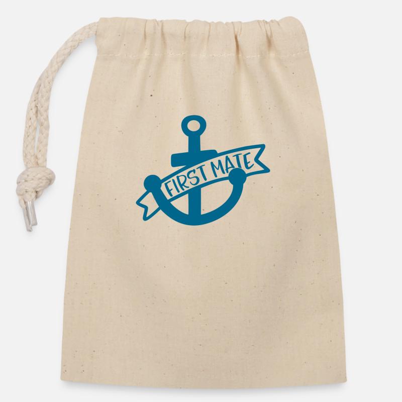 First Mate - Closable cotton gift bag (14x20cm) - nature