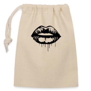 Lips, mouth, kissing lips - Closable cotton gift bag (14x20cm) - nature - Front