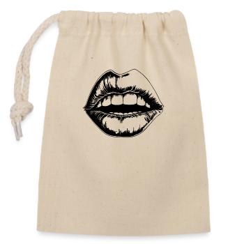 Lips, mouth, kissing lips - Closable cotton gift bag (14x20cm) - nature - Front