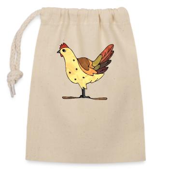 Poule - Sac cadeau en coton avec cordon (14 x 20 cm) - nature - Devant