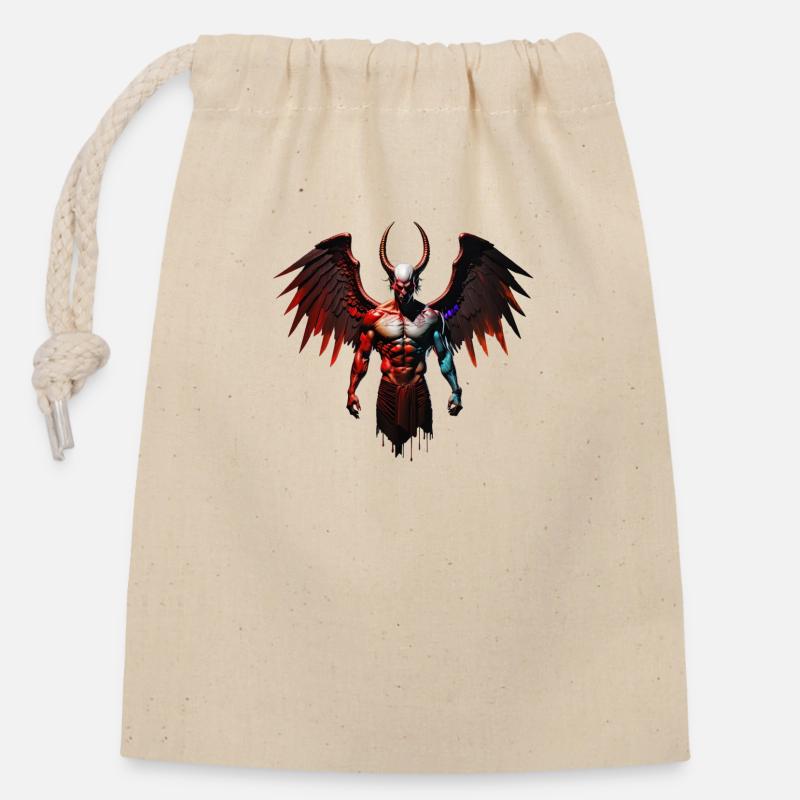 Devil - Closable cotton gift bag (14x20cm) - nature