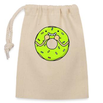 Lächelnder süßer Cartoon-Donut: Entzückender Leckerbissen! - Verschließbarer Geschenkbeutel aus Baumwolle (14x20cm) - Natur - Vorne