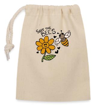 Sauvez les abeilles - Sac cadeau en coton avec cordon (14 x 20 cm) - nature - Devant