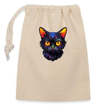 Little Black Cat Cartoon - Closable cotton gift bag (14x20cm) - nature - Front