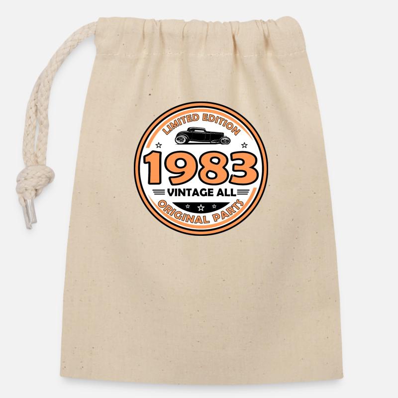 vintage 1983 - Closable cotton gift bag (14x20cm) - nature