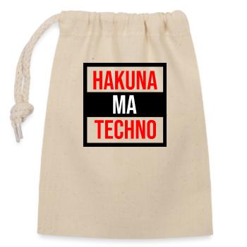 Hakuna Techno Zitat - Verschließbarer Geschenkbeutel aus Baumwolle (14x20cm) - Natur - Vorne
